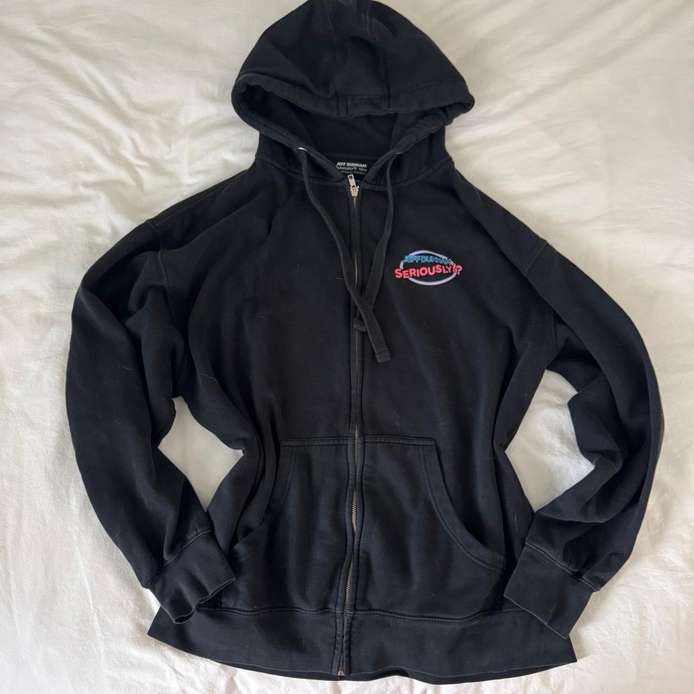 Black Jeff Dunham Seriously Lip zip up hoodie with cartoon characters graphic - Picture 4 of 5